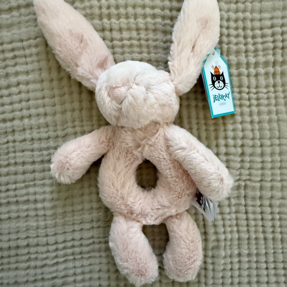 Jellycat Soft Pink Bunny Ring Rattle